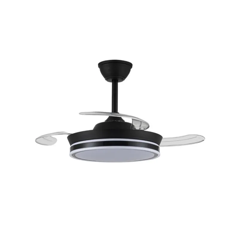 Ventilador de techo Aria Mini negro LED 39w 3CCT acabado negro estilo moderno aspas plegables motor DC 92cm Ø