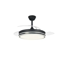 Ventilador de techo Aria negro LED integrado 45w 3CCT acabado negro estilo moderno aspas plegables motor DC 106cm Ø