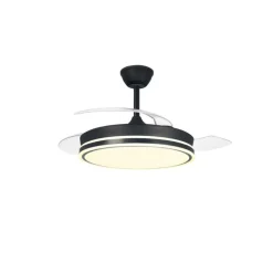 Ventilador de techo Aria negro LED integrado 45w 3CCT acabado negro estilo moderno aspas plegables motor DC 106cm Ø