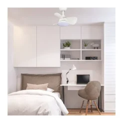 Ventilador de techo Blues blanco LED 24w 3CCT acabado blanco estilo moderno aspas acabado blanco motor DC 50cm Ø