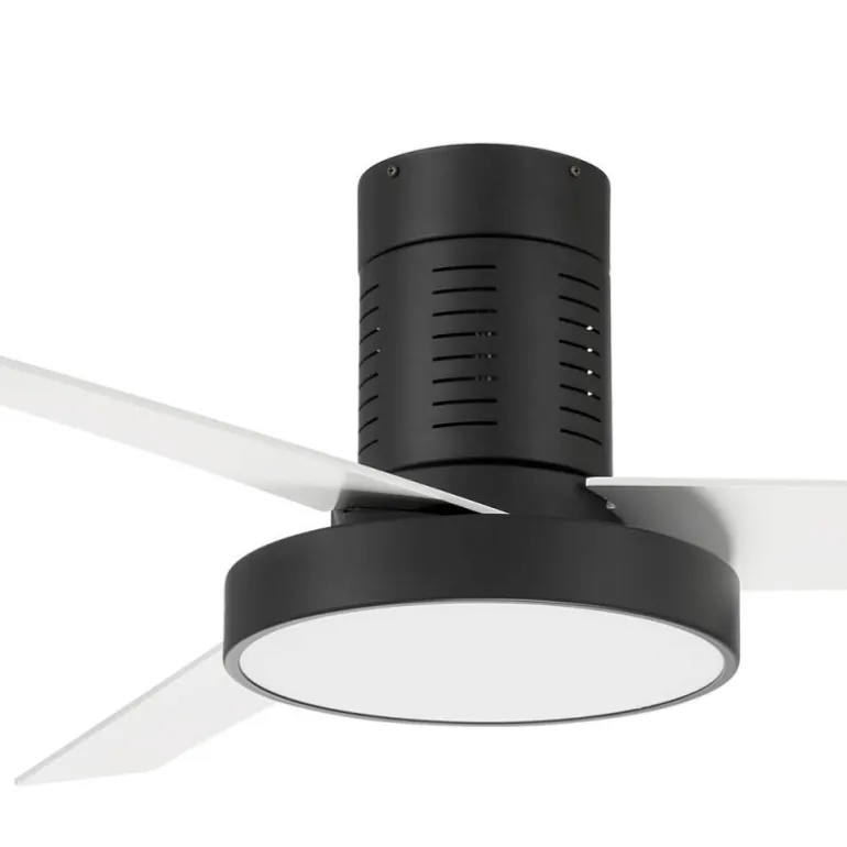 Ventilador de techo Boston negro LED 36w 3CCT acabado negro estilo moderno motor DC 132cm Ø