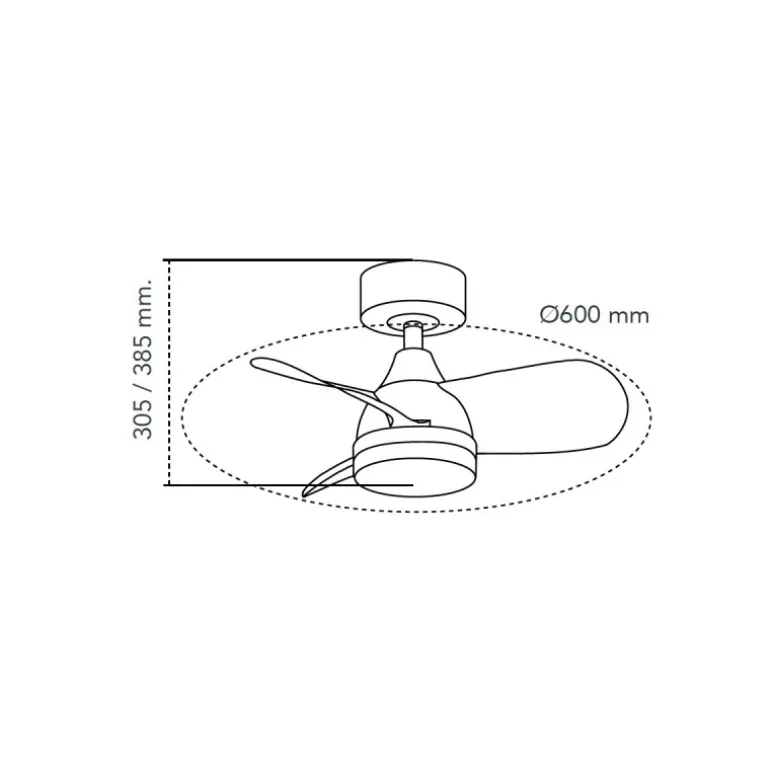Ventilador de techo Byan blanco/ceniza LED 18w 3CCT acabado blanco efecto madera tono ceniza estilo moderno motor DC 60cm Ø