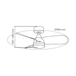 Ventilador de techo Byan blanco/ceniza LED 18w 3CCT acabado blanco efecto madera tono ceniza estilo moderno motor DC 92cm Ø