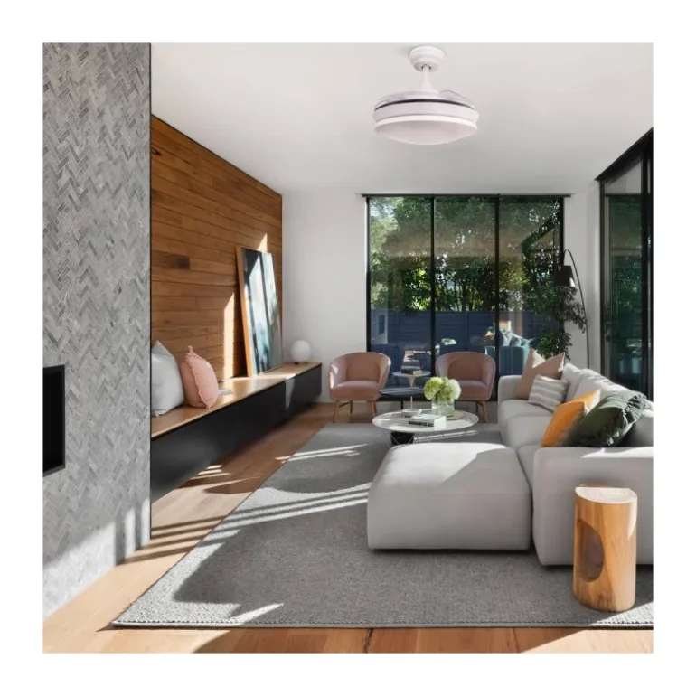 Ventilador de techo Camel LED 36w 3CCT acabado blanco estilo moderno aspas plegables motor DC 92cm Ø