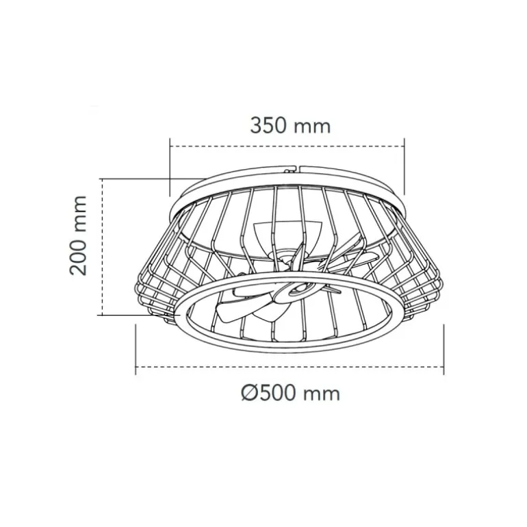 Ventilador de techo Cobra negro LED 50w 3CCT acabado metal negro estilo moderno motor DC plafón con ventilador 50cm Ø