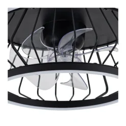 Ventilador de techo Cobra negro LED 50w 3CCT acabado metal negro estilo moderno motor DC plafón con ventilador 50cm Ø