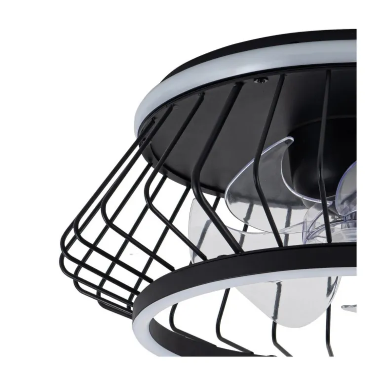 Ventilador de techo Cobra negro LED 50w 3CCT acabado metal negro estilo moderno motor DC plafón con ventilador 50cm Ø