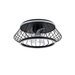 Ventilador de techo Cobra negro LED 50w 3CCT acabado metal negro estilo moderno motor DC plafón con ventilador 50cm Ø
