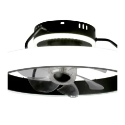 Ventilador de techo Dinirot negro LED 50W 3CCT acabado negro estilo moderno plafón con ventilador motor DC 50cm Ø