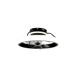 Ventilador de techo Dinirot negro LED 50W 3CCT acabado negro estilo moderno plafón con ventilador motor DC 50cm Ø