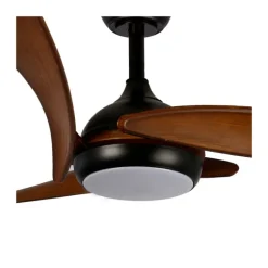 Ventilador de techo Enna negro/madera LED 24w 3CCT acabado negro estilo moderno aspas efecto madera motor DC 137cm Ø