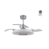 Ventilador de techo Gaby LED 35w 3CCT acabado blanco estilo moderno Rgb +Altavoz aspas plegables motor DC 106cm Ø