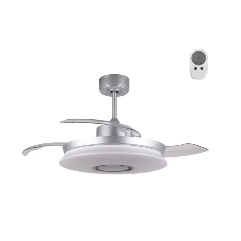 Ventilador de techo Gaby LED 35w 3CCT acabado blanco estilo moderno Rgb +Altavoz aspas plegables motor DC 106cm Ø