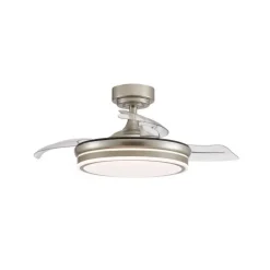 Ventilador de techo Ice níquel LED 35w 3CCT acabado níquel estilo moderno aspas plegables motor DC 92cm Ø