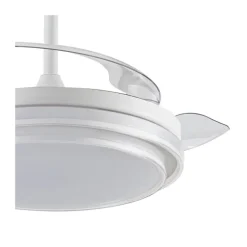 Ventilador de techo Lander blanco LED 72w 3CCT acabado acero blanco estilo moderno aspas plegables motor DC 106cm Ø