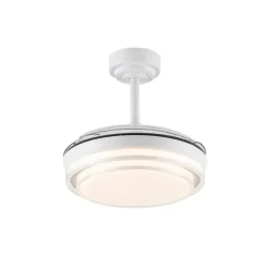 Ventilador de techo Lander Mini blanco LED 46w 3CCT acabado acero blanco estilo moderno aspas plegables motor DC 92cm Ø