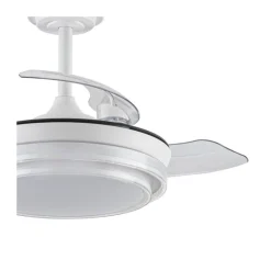Ventilador de techo Lander Mini blanco LED 46w 3CCT acabado acero blanco estilo moderno aspas plegables motor DC 92cm Ø