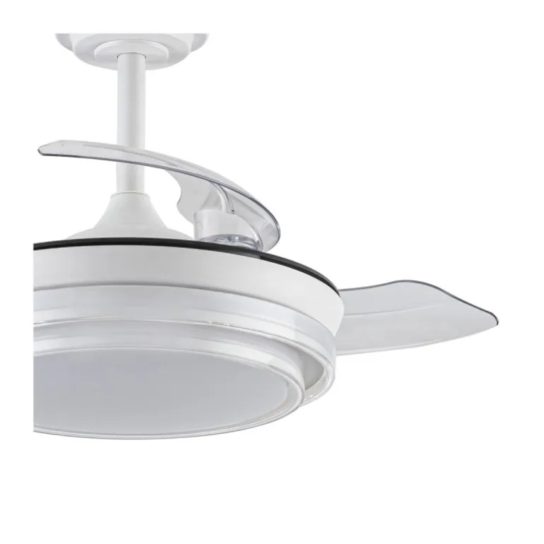 Ventilador de techo Lander Mini blanco LED 46w 3CCT acabado acero blanco estilo moderno aspas plegables motor DC 92cm Ø