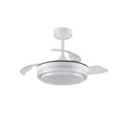 Ventilador de techo Lander Mini blanco LED 46w 3CCT acabado acero blanco estilo moderno aspas plegables motor DC 92cm Ø