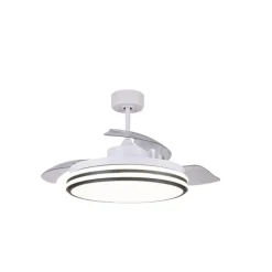 Ventilador de techo Lous blanco LED 35w 3CCT acabado blanco estilo moderno aspas plegables motor DC 106cm Ø