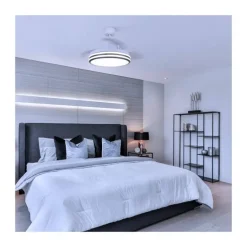 Ventilador de techo Lous blanco LED 35w 3CCT acabado blanco estilo moderno aspas plegables motor DC 106cm Ø