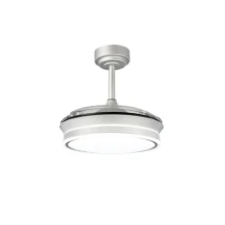 Ventilador de techo Martina plata LED integrado 46w 3CCT acabado plata estilo moderno aspas plegables motor DC 92cm Ø