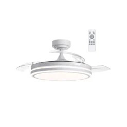 Ventilador de techo Martín blanco 72w LED integrado 3CCT acabado blanco estilo moderno aspas plegables motor DC 106cm Ø