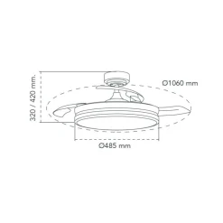Ventilador de techo Martín cuero LED 72w 3CCT acabado oro envejecido estilo moderno aspas plegables motor DC 106cm Ø
