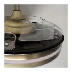 Ventilador de techo Martín cuero LED 72w 3CCT acabado oro envejecido estilo moderno aspas plegables motor DC 106cm Ø