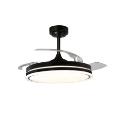 Ventilador de techo Martín negro 72w LED integrado 3CCT acabado negro estilo moderno aspas plegables motor DC 106cm Ø