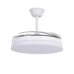 Ventilador de techo Marty blanco LED integrado 72w 3CCT acabado blanco estilo moderno motor DC aspas plegables 106cm Ø