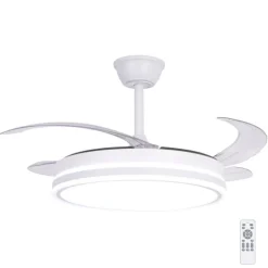 Ventilador de techo Marty blanco LED integrado 72w 3CCT acabado blanco estilo moderno motor DC aspas plegables 106cm Ø