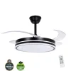 Ventilador de techo Marty negro LED integrado 72w 3CCT acabado negro estilo moderno motor DC aspas plegables 106cm Ø