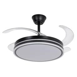 Ventilador de techo Marty negro LED integrado 72w 3CCT acabado negro estilo moderno motor DC aspas plegables 106cm Ø