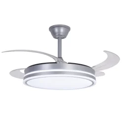 Ventilador de techo Marty plata LED integrado 72w 3CCT acabado plata estilo moderno motor DC aspas plegables 106cm Ø