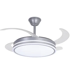 Ventilador de techo Marty plata LED integrado 72w 3CCT acabado plata estilo moderno motor DC aspas plegables 106cm Ø