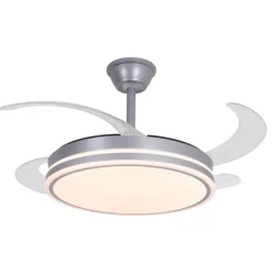 Ventilador de techo Marty plata LED integrado 72w 3CCT acabado plata estilo moderno motor DC aspas plegables 106cm Ø