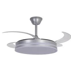 Ventilador de techo Marty plata LED integrado 72w 3CCT acabado plata estilo moderno motor DC aspas plegables 106cm Ø