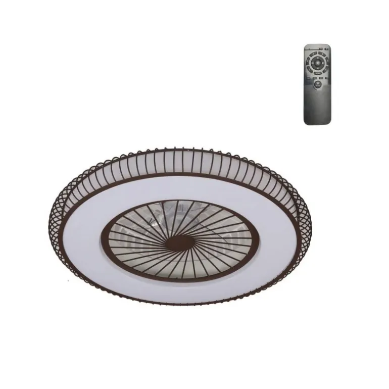 Ventilador de techo Mirabel marrón LED 40w 3CCT acabado marrón estilo moderno motor DC 56cm Ø