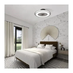 Ventilador de techo Mirabel marrón LED 40w 3CCT acabado marrón estilo moderno motor DC 56cm Ø