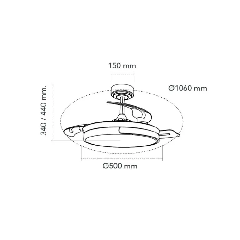 Ventilador de techo Movic blanco/madera LED 72w 3CCT acabado blanco estilo moderno aspas plegables motor DC 106cm Ø