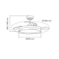 Ventilador de techo Neptuno blanco LED integrado 72w 3CCT acabado blanco estilo moderno aspas plegables motor DC 106cm Ø