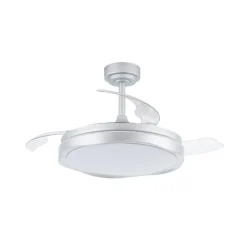 Ventilador de techo Neptuno plata LED integrado 72w 3CCT acabado plata estilo moderno aspas plegables motor DC 106cm Ø