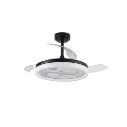 Ventilador de techo Niara negro LED 55w 3CCT acabado negro estilo moderno aspas plegables motor DC 106cm Ø