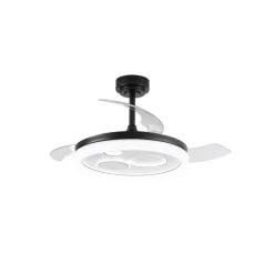 Ventilador de techo Niara negro LED 55w 3CCT acabado negro estilo moderno aspas plegables motor DC 106cm Ø