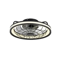 Ventilador de techo Rafale negro LED 50w 3CCT acabado negro estilo industrial plafón con ventilador motor DC 40cm Ø
