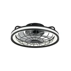 Ventilador de techo Rafale negro LED 50w 3CCT acabado negro estilo industrial plafón con ventilador motor DC 40cm Ø
