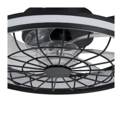 Ventilador de techo Rafale negro LED 50w 3CCT acabado negro estilo industrial plafón con ventilador motor DC 40cm Ø