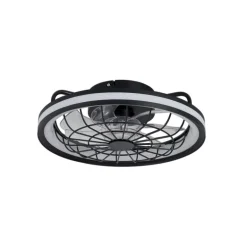 Ventilador de techo Rafale negro LED 50w 3CCT acabado negro estilo industrial plafón con ventilador motor DC 40cm Ø