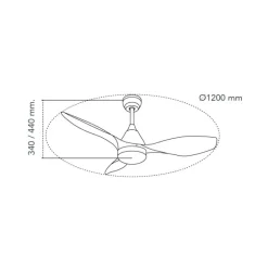 Ventilador de techo Stel blanco LED 20W 3CCT acabado blanco estilo moderno motor DC 120cm Ø